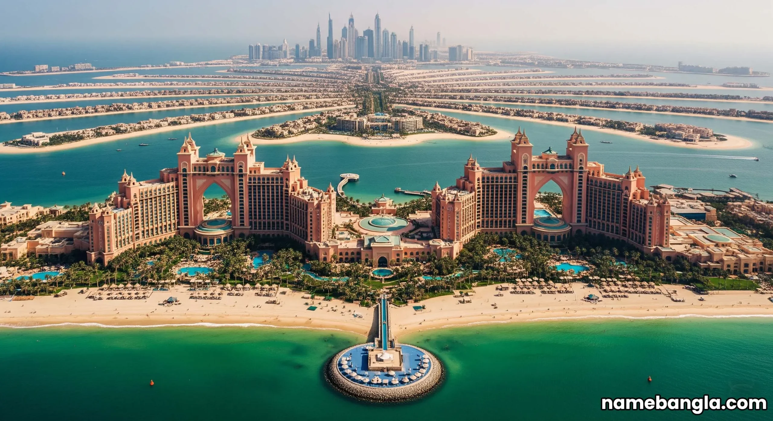 Aerial view of Atlantis The Royal and The Palm, iconic ultra-luxury hotel bookings UAE.