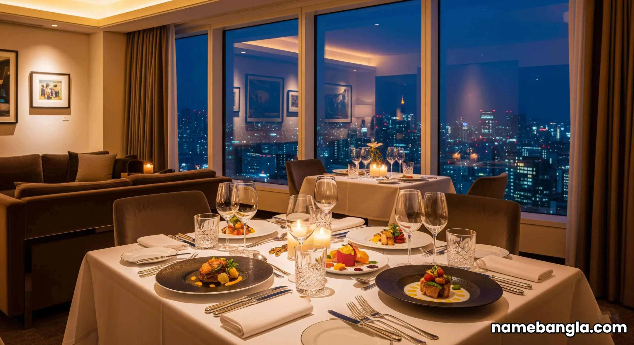 Gourmet dining experience in a private hotel suite, highlighting premium service.