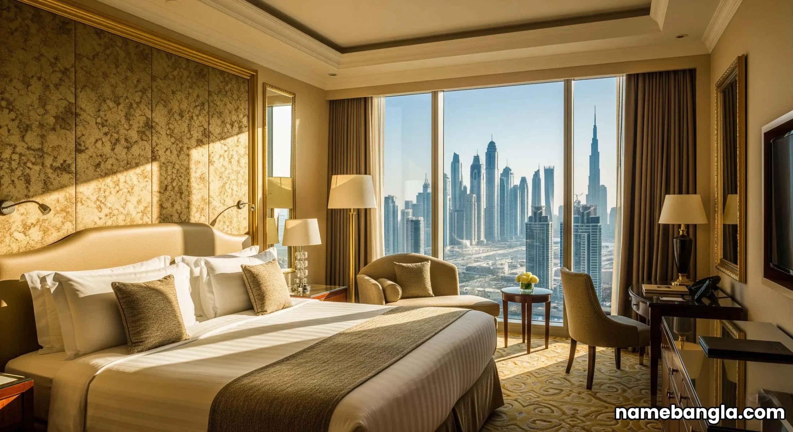 Lavish hotel suite in Dubai, highlighting comfort in ultra-luxury hotel bookings.