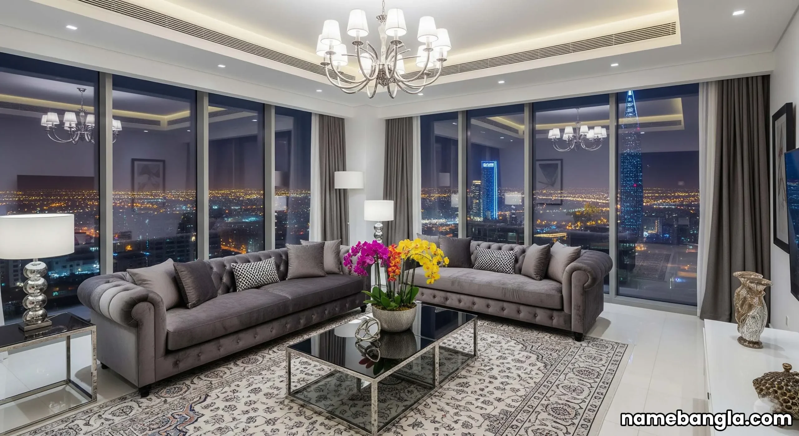 Luxury Living Room inside a Premium Serviced Apartment Riyadh.