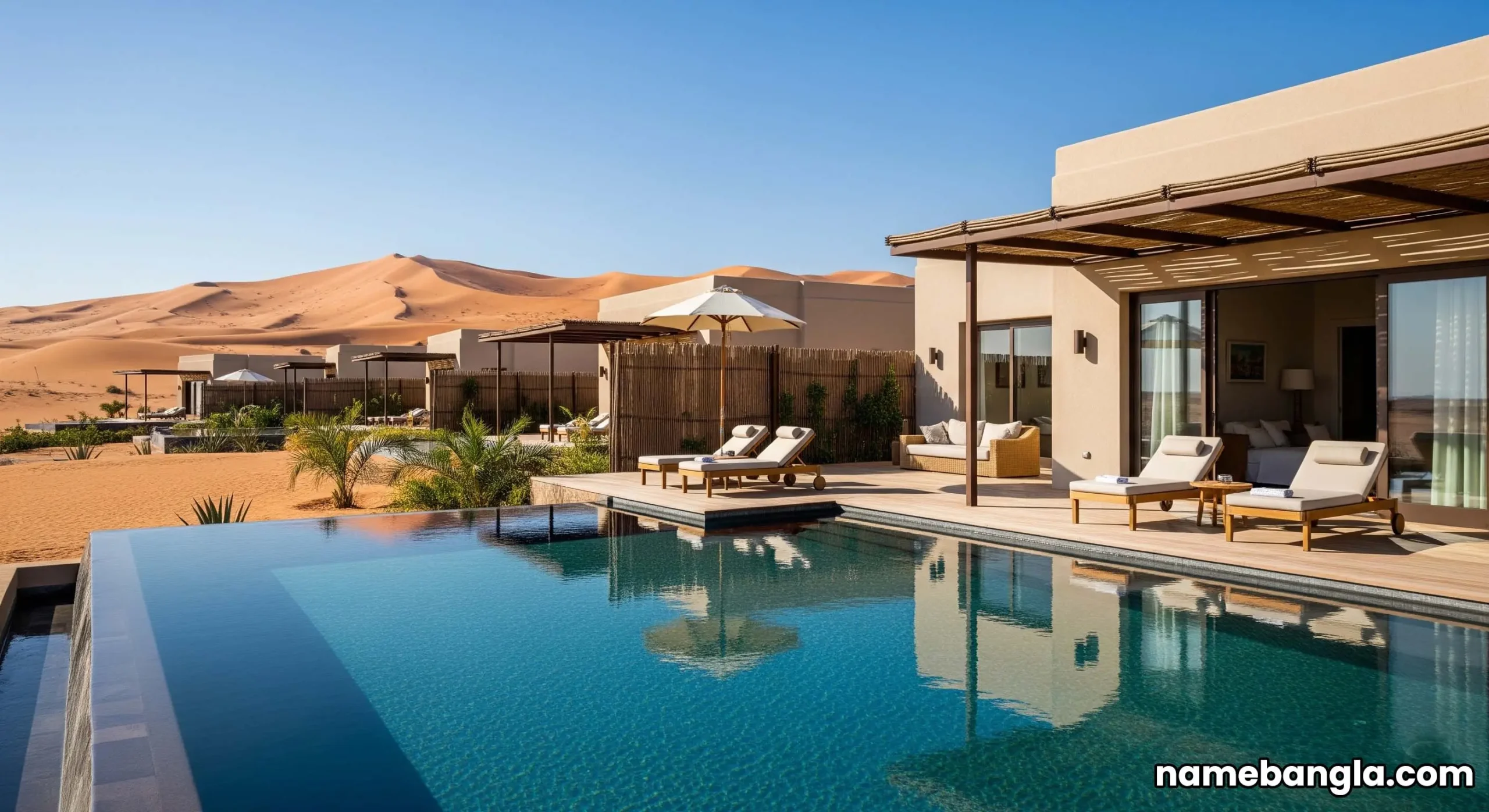 Luxury desert villa at Six Senses Southern Dunes, The Red Sea, with a private pool and vast desert views, showcasing The Red Sea Project exclusive resorts.