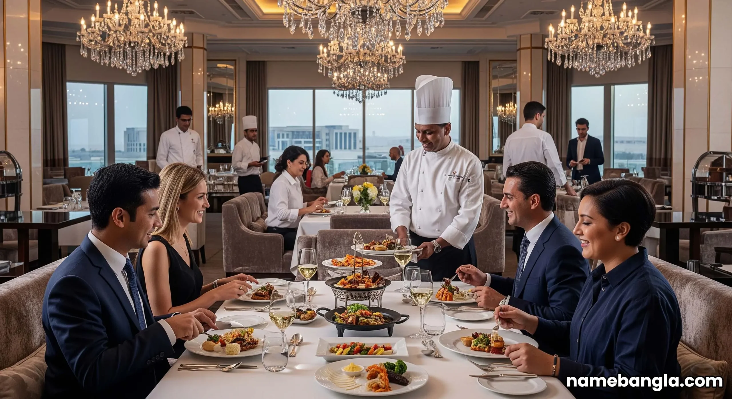 NEOM luxury hotel booking: High-end dining in a NEOM luxury hotel.