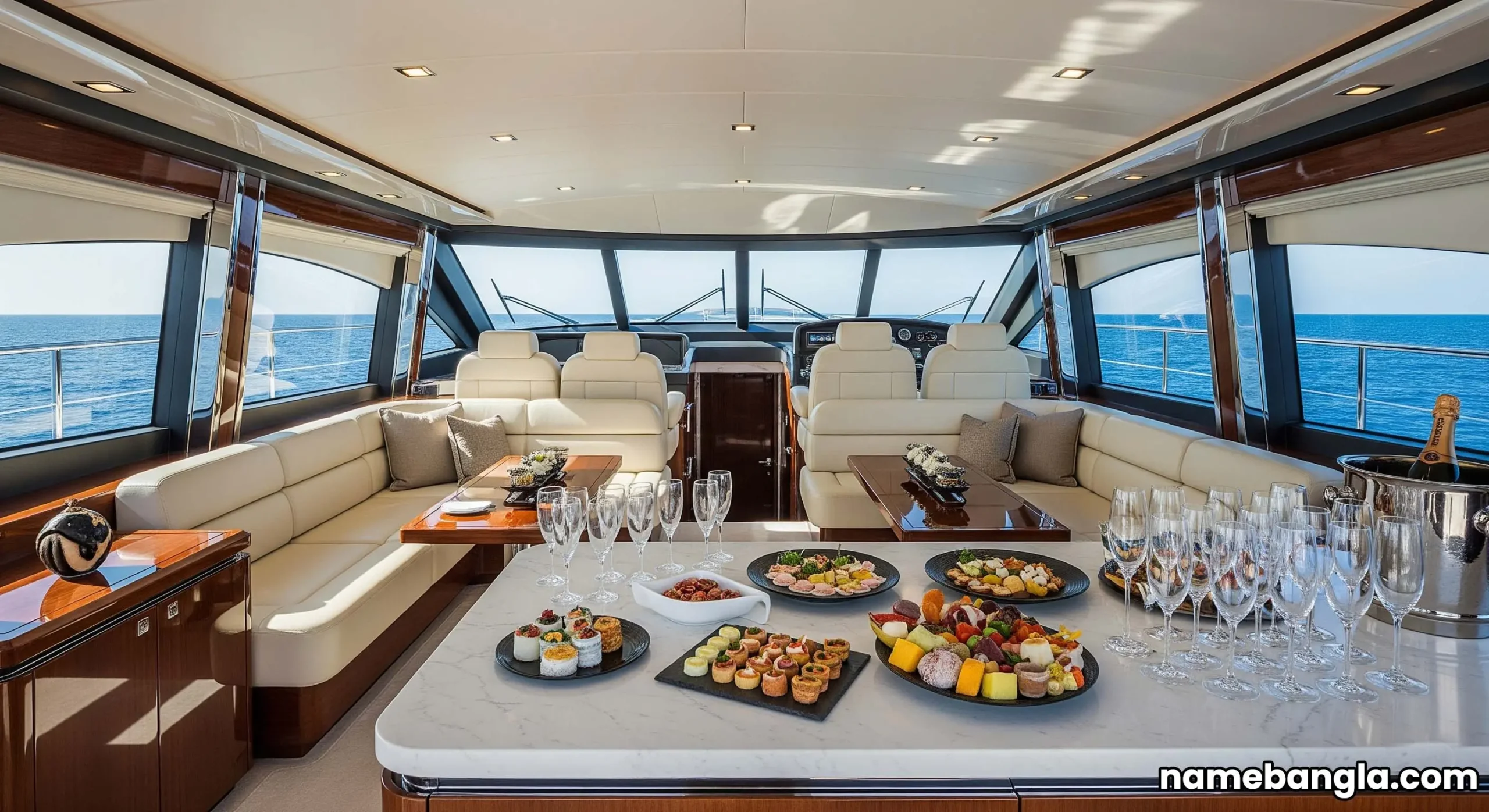 Opulent interior of a private yacht offering unrivaled luxury.