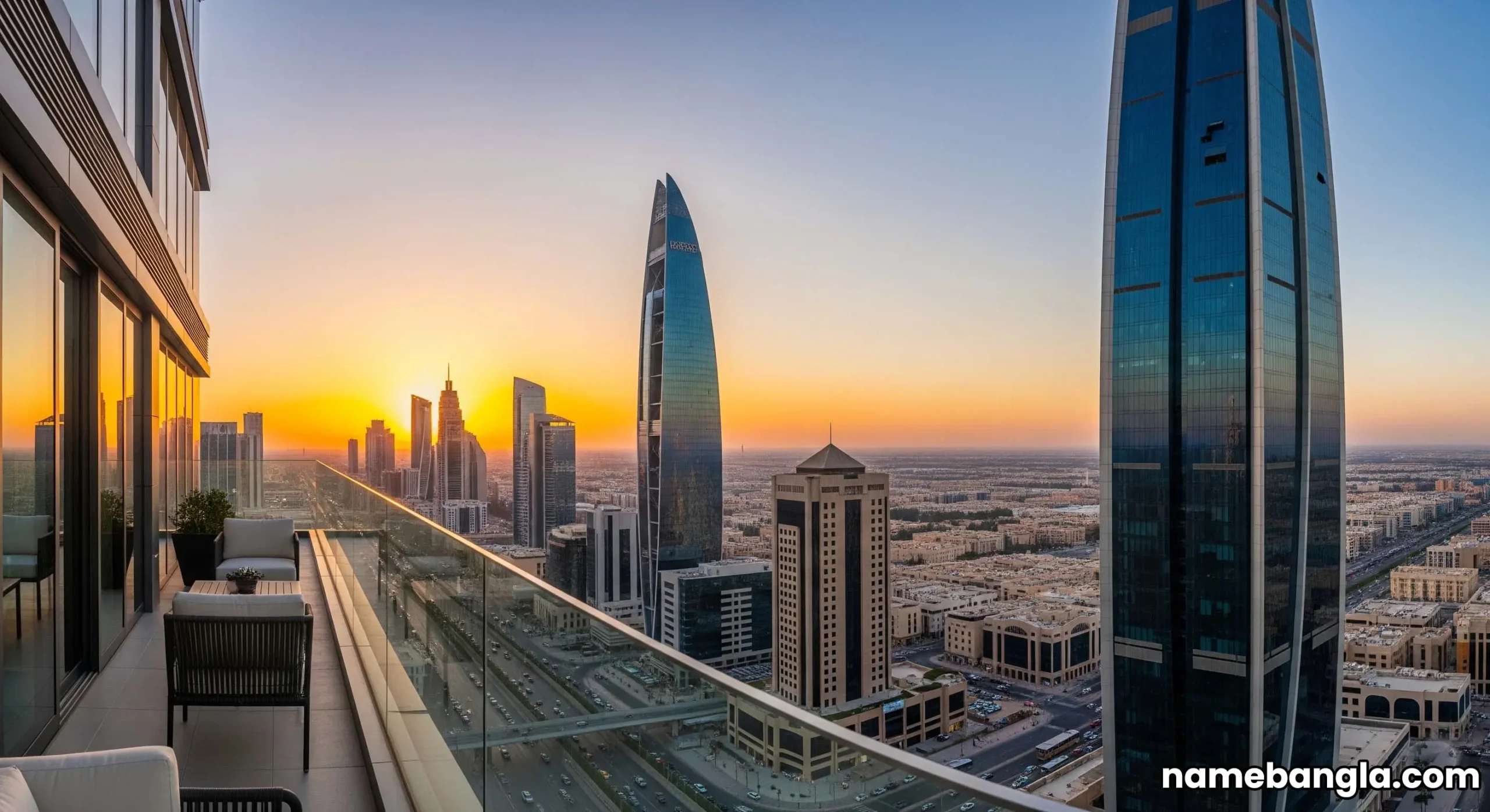 Riyadh Olaya Skyline from Elite Serviced Apartment Balcony.