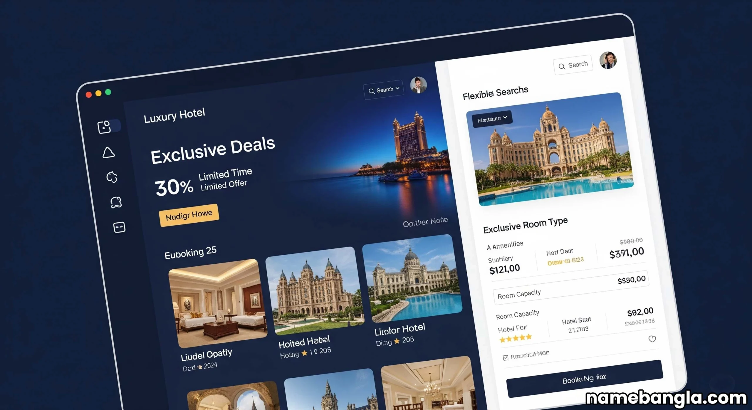 Screenshot of a luxury hotel booking platform showing exclusive deals for Dubai.
