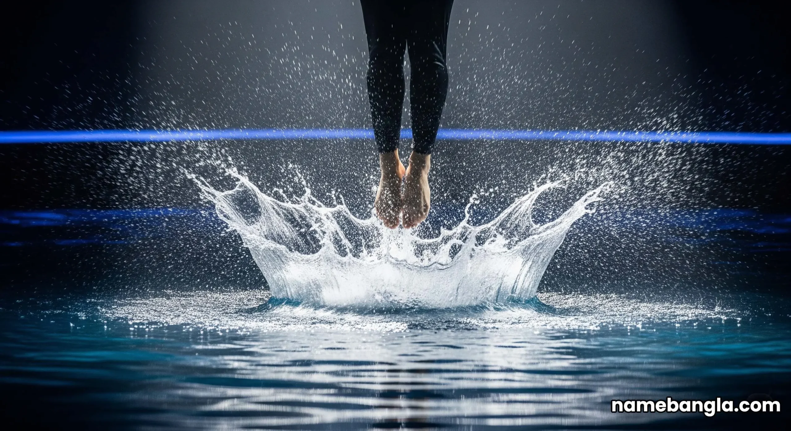 Performers execute a stunning aerial and aquatic maneuver during the spectacular La Perle show in Dubai.