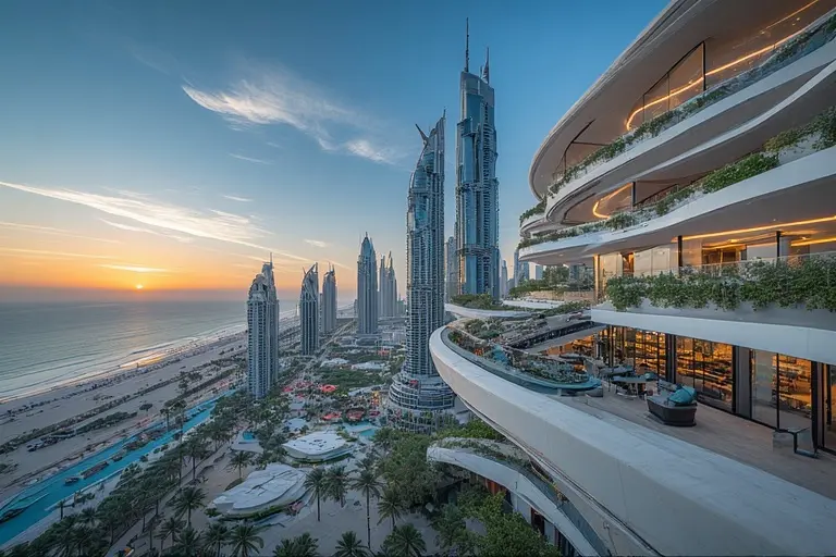 The view from the glass elevator ascending to Al Muntaha restaurant in the Burj Al Arab.