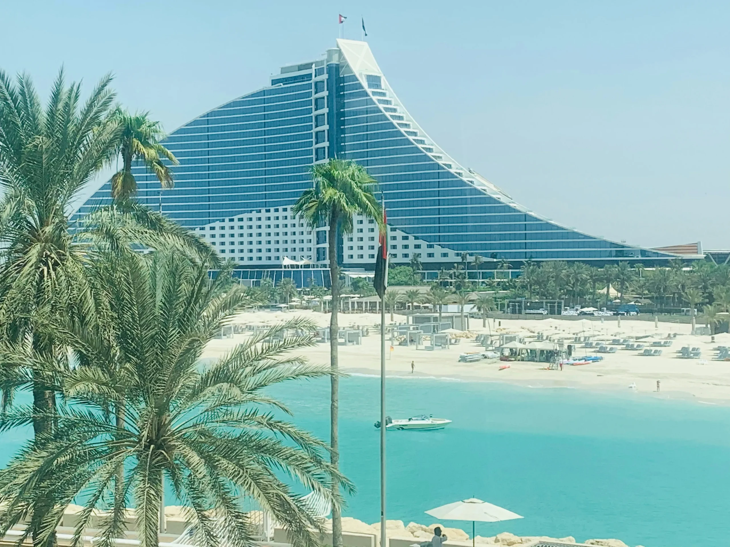 The iconic sail-shaped exterior of the Burj Al Arab Jumeirah hotel in Dubai.