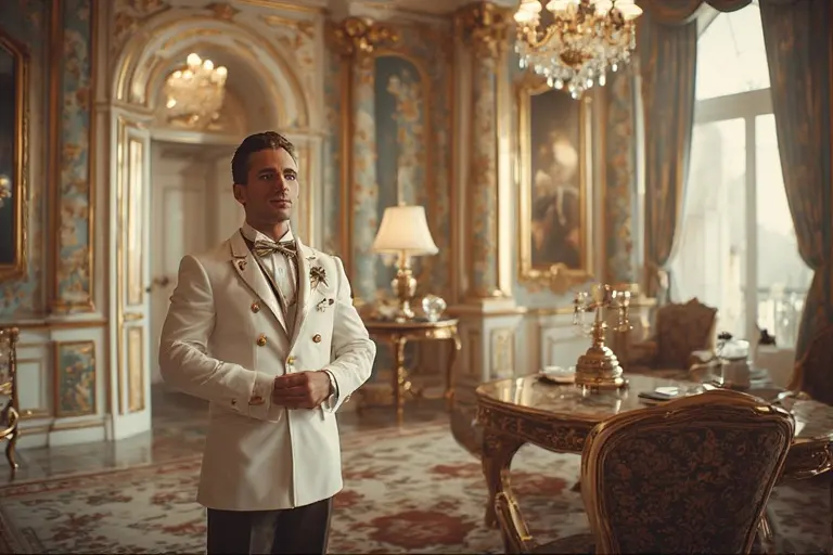 A private butler providing 24/7 service inside the opulent Royal Suite at the Burj Al Arab.