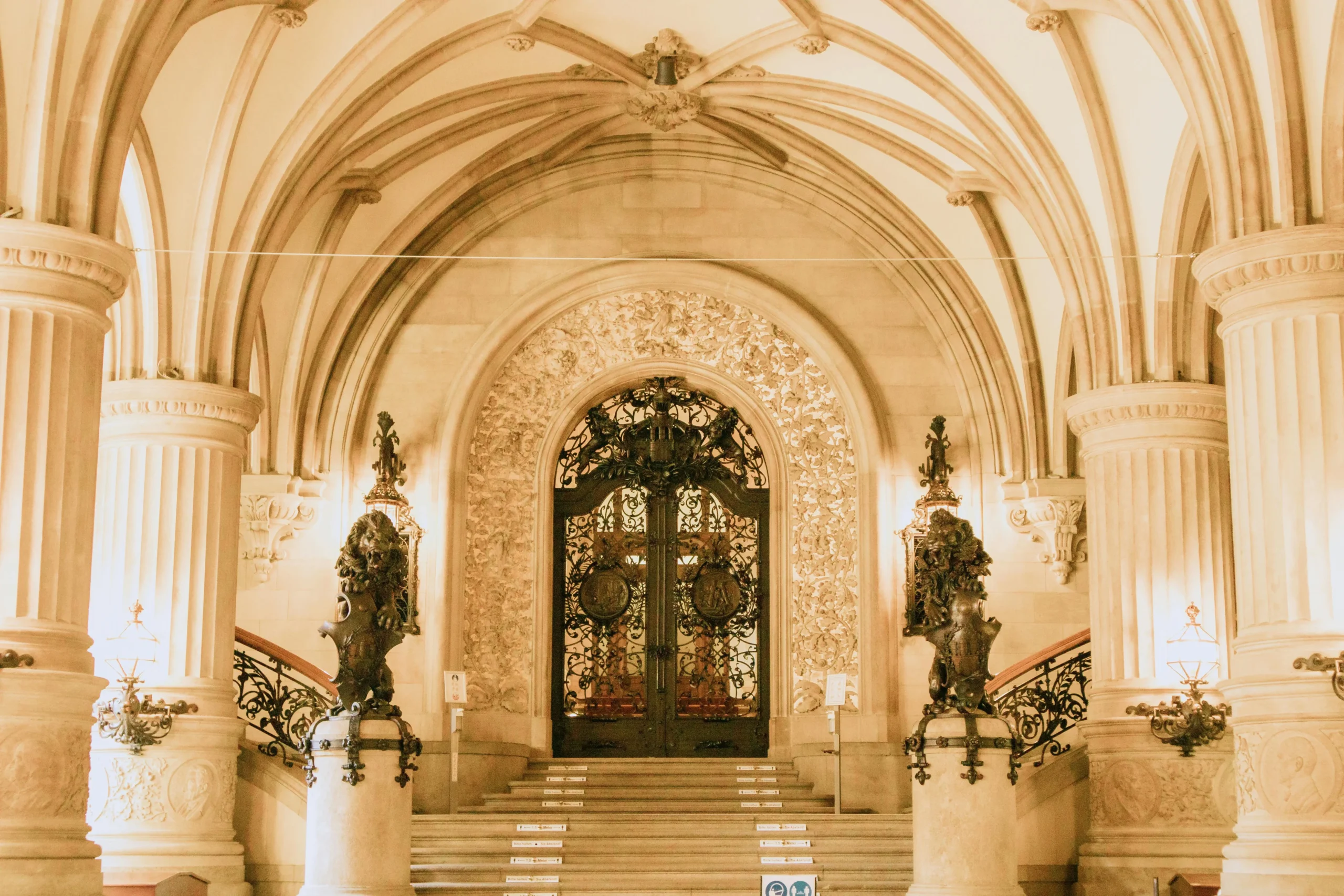 The grand staircase and palatial lounge of the Royal Suite at Burj Al Arab.