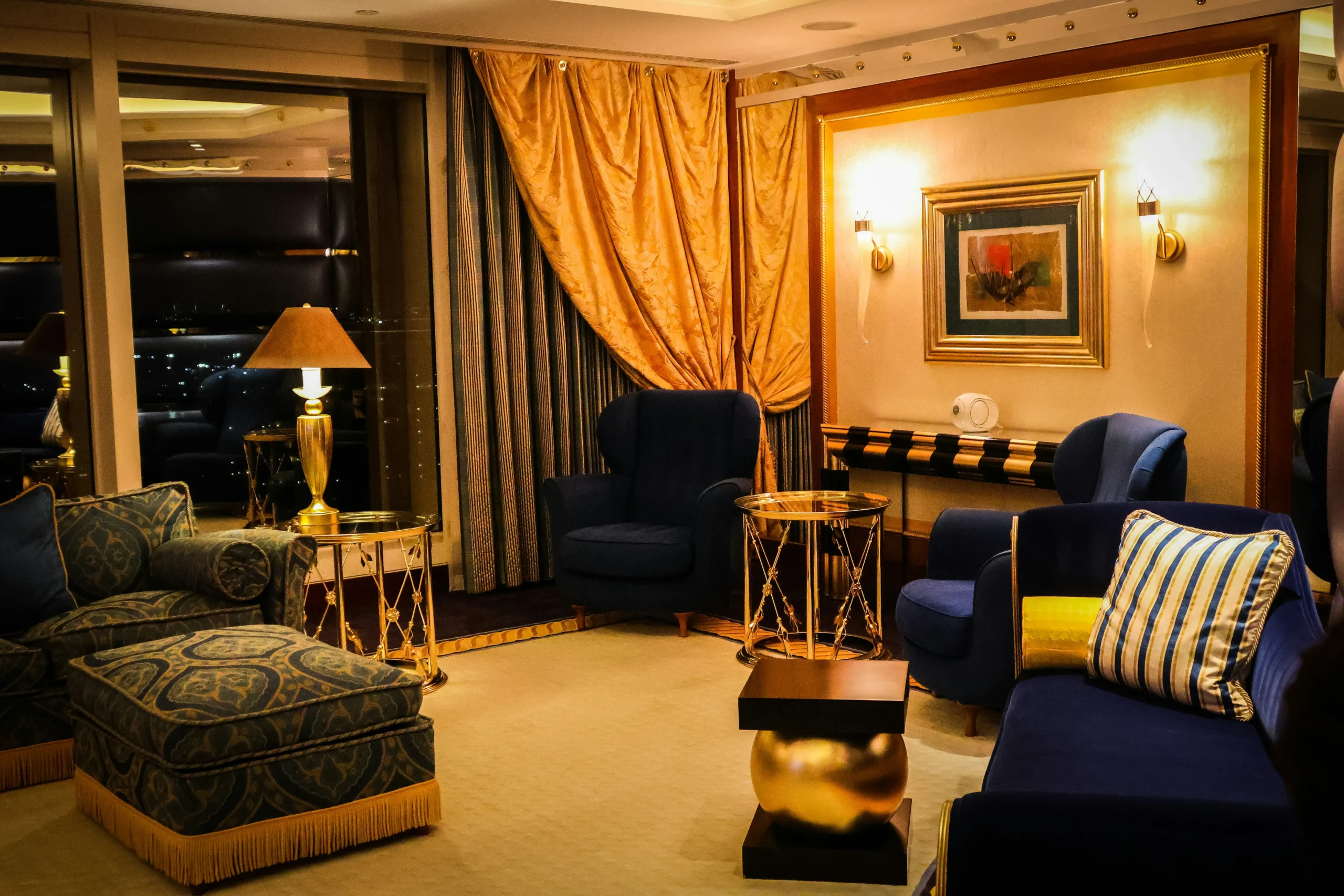 The luxurious two-story interior of a suite at Burj Al Arab Jumeirah.