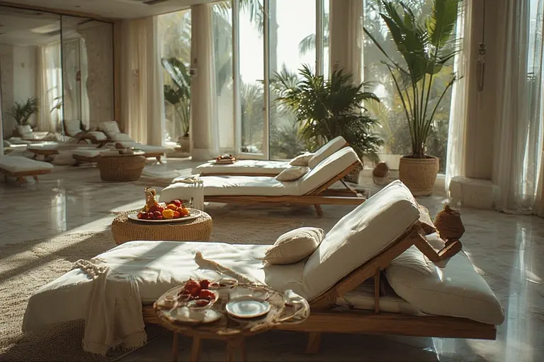 The serene relaxation lounge at Talise Spa where guests can rest after their treatment.