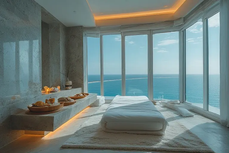A luxurious and calm spa treatment room at the Burj Al Arab, ready for a guest.