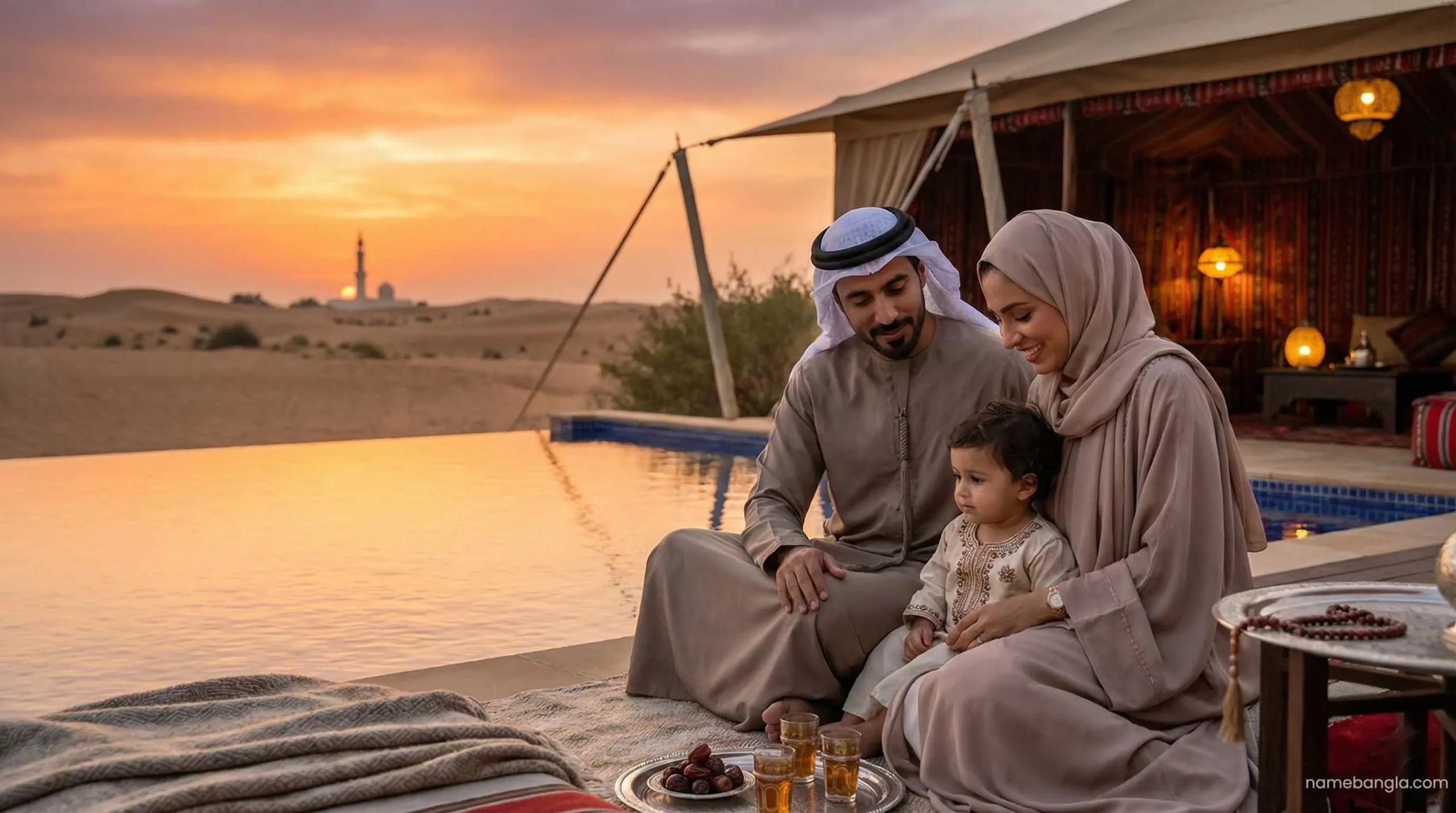 Al Maha Desert Resort private pool suite for couples.