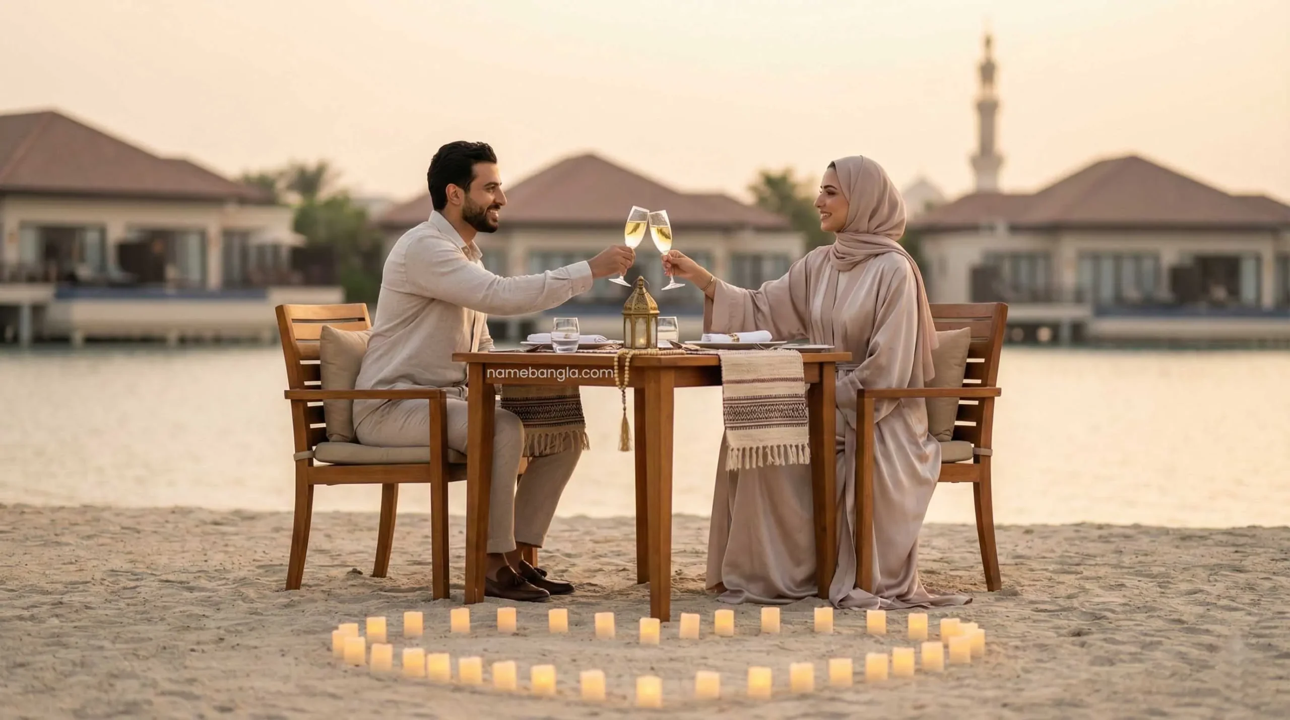 Anantara Dubai Dining by Design private beach dinner for proposal.