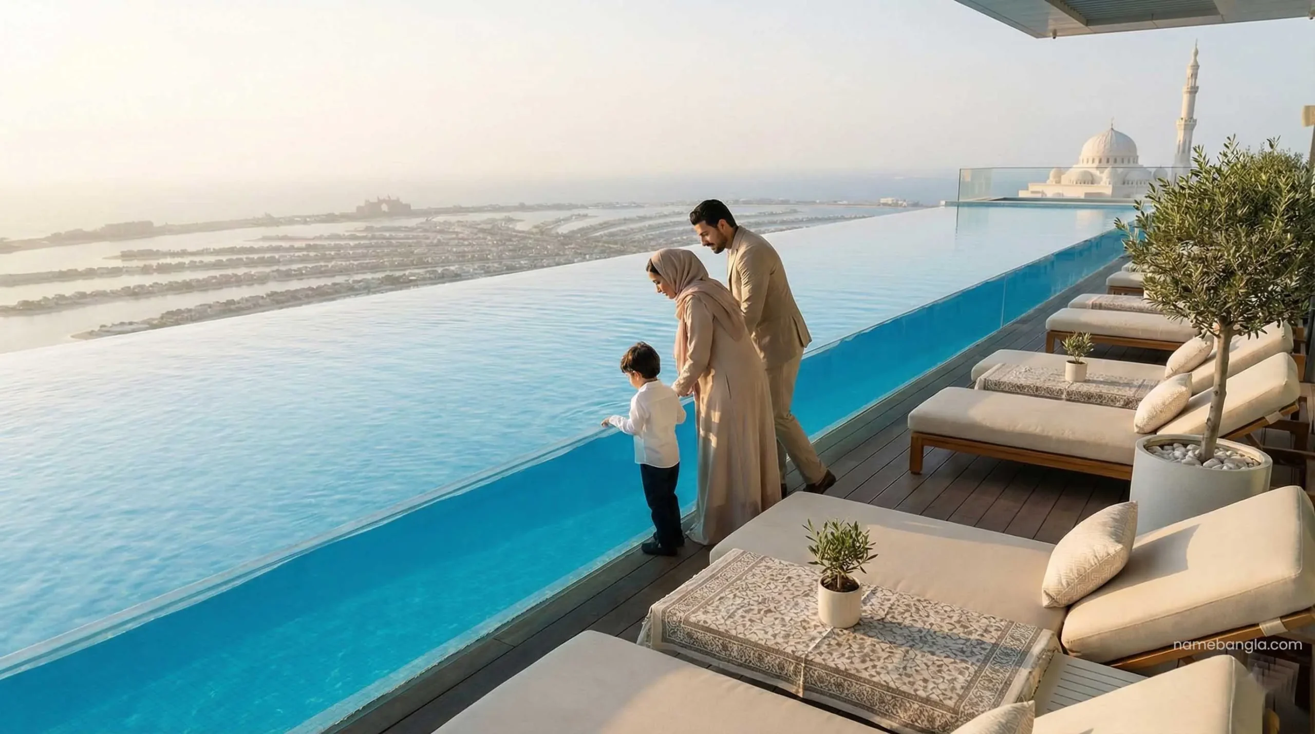 Aura Skypool 360 infinity pool view of Palm Jumeirah 2026.
