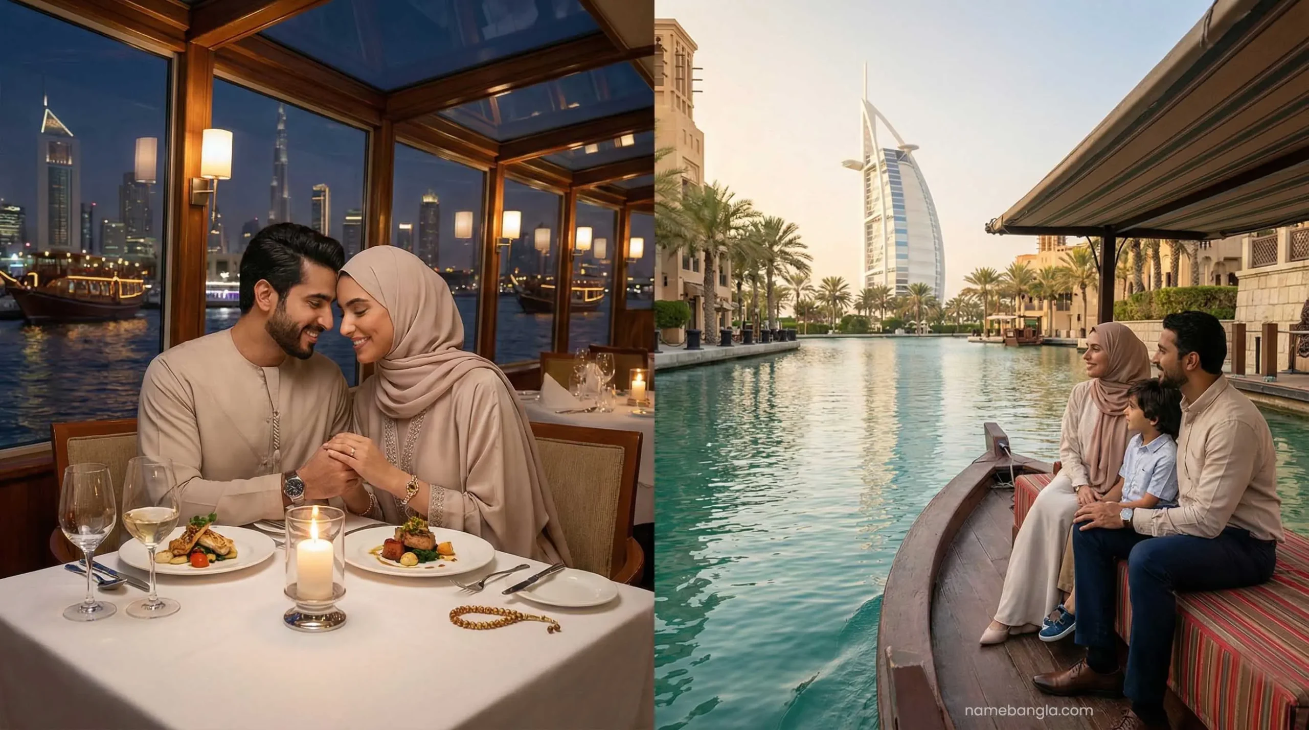 Comparison of Bateaux Dubai glass boat vs Private Abra Madinat Jumeirah 2026.