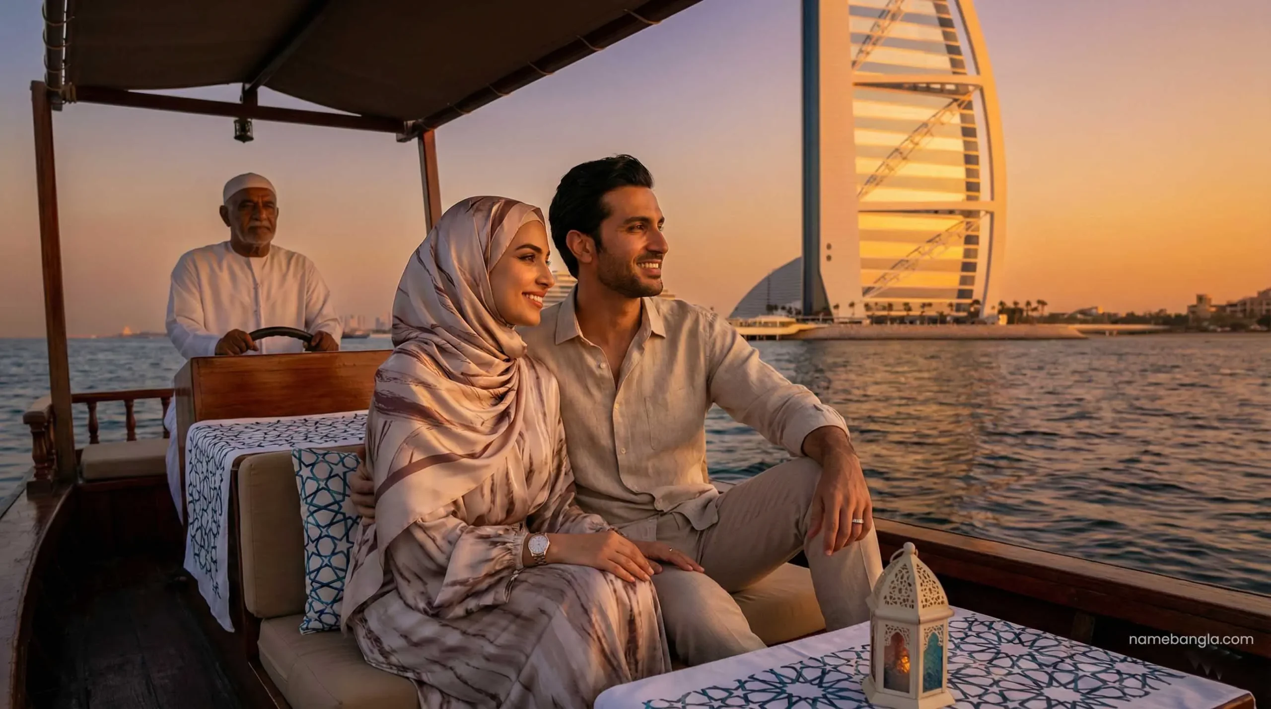 Private Abra tour Madinat Jumeirah with Burj Al Arab view for couples.
