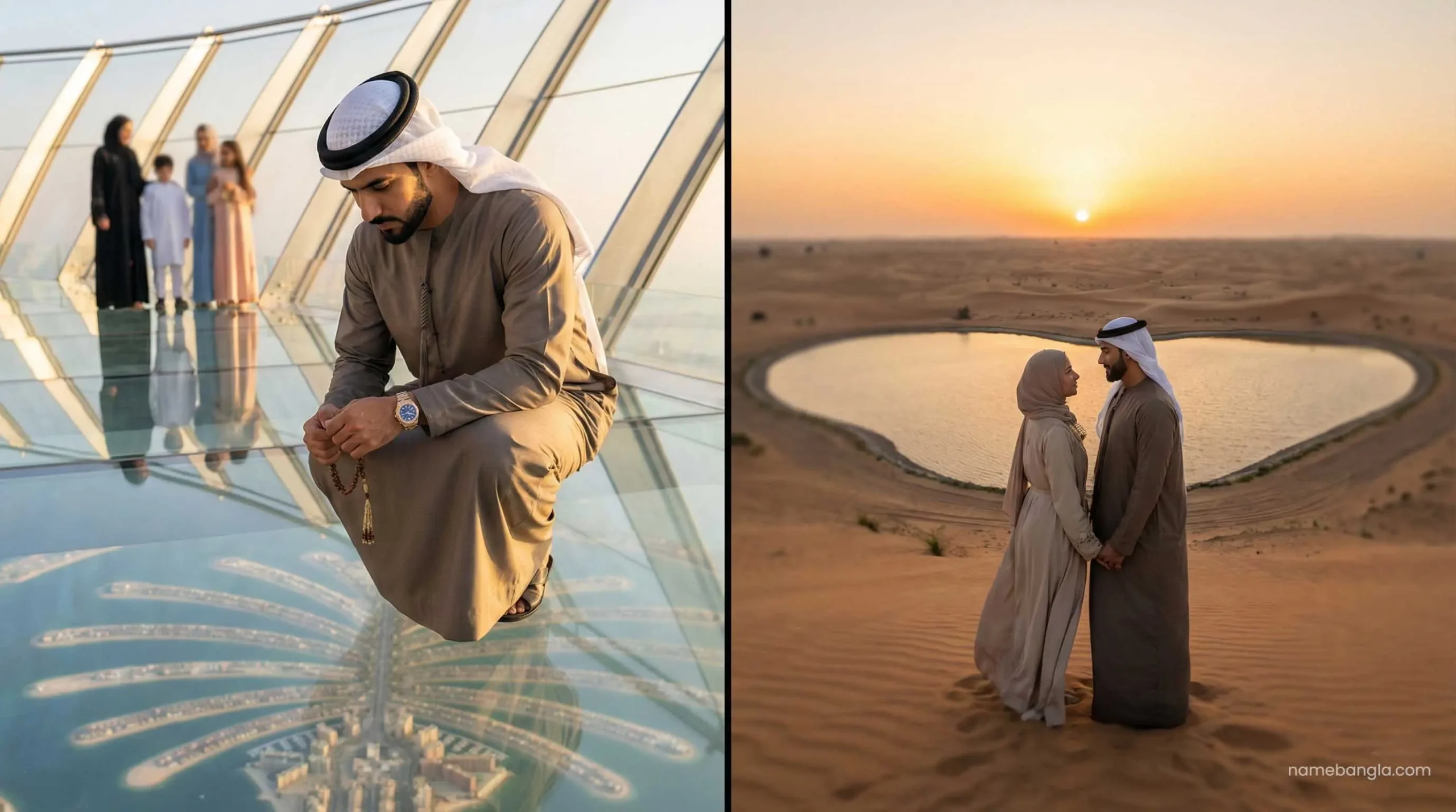 Comparison of The View at The Palm vs Love Lake Al Qudra proposal spots 2026.