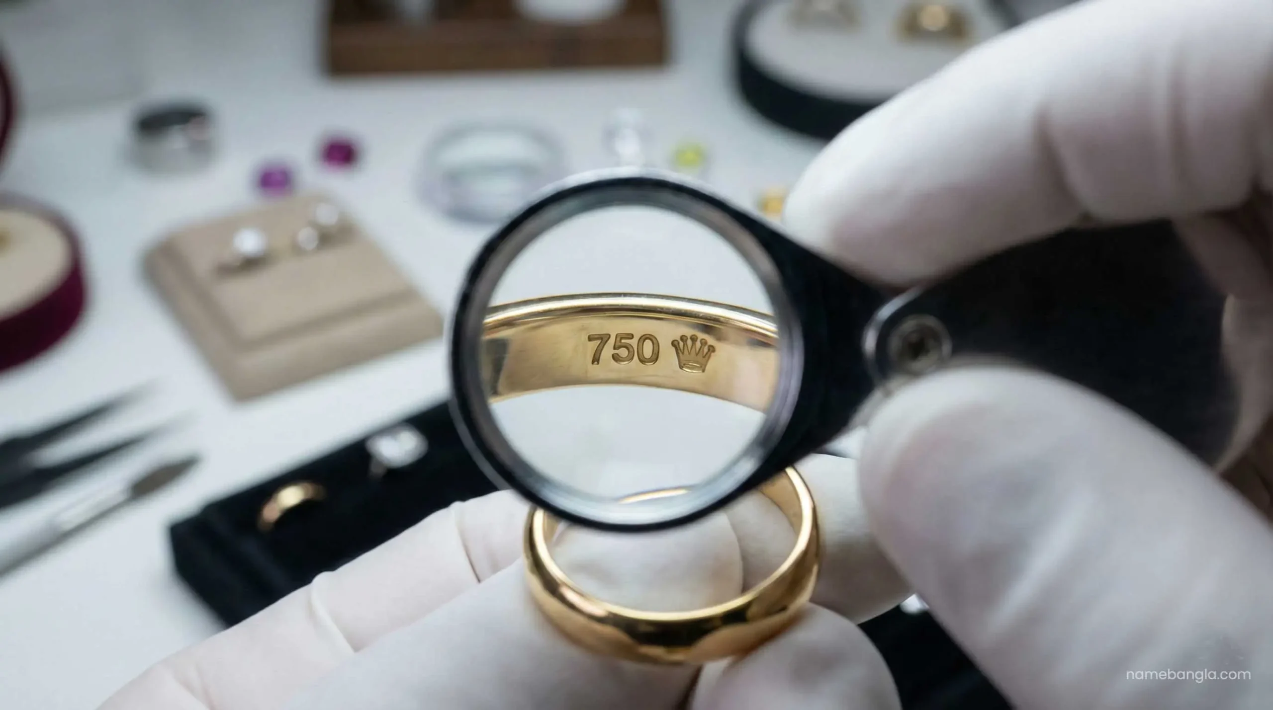 Checking gold purity hallmark to avoid scams in Dubai.