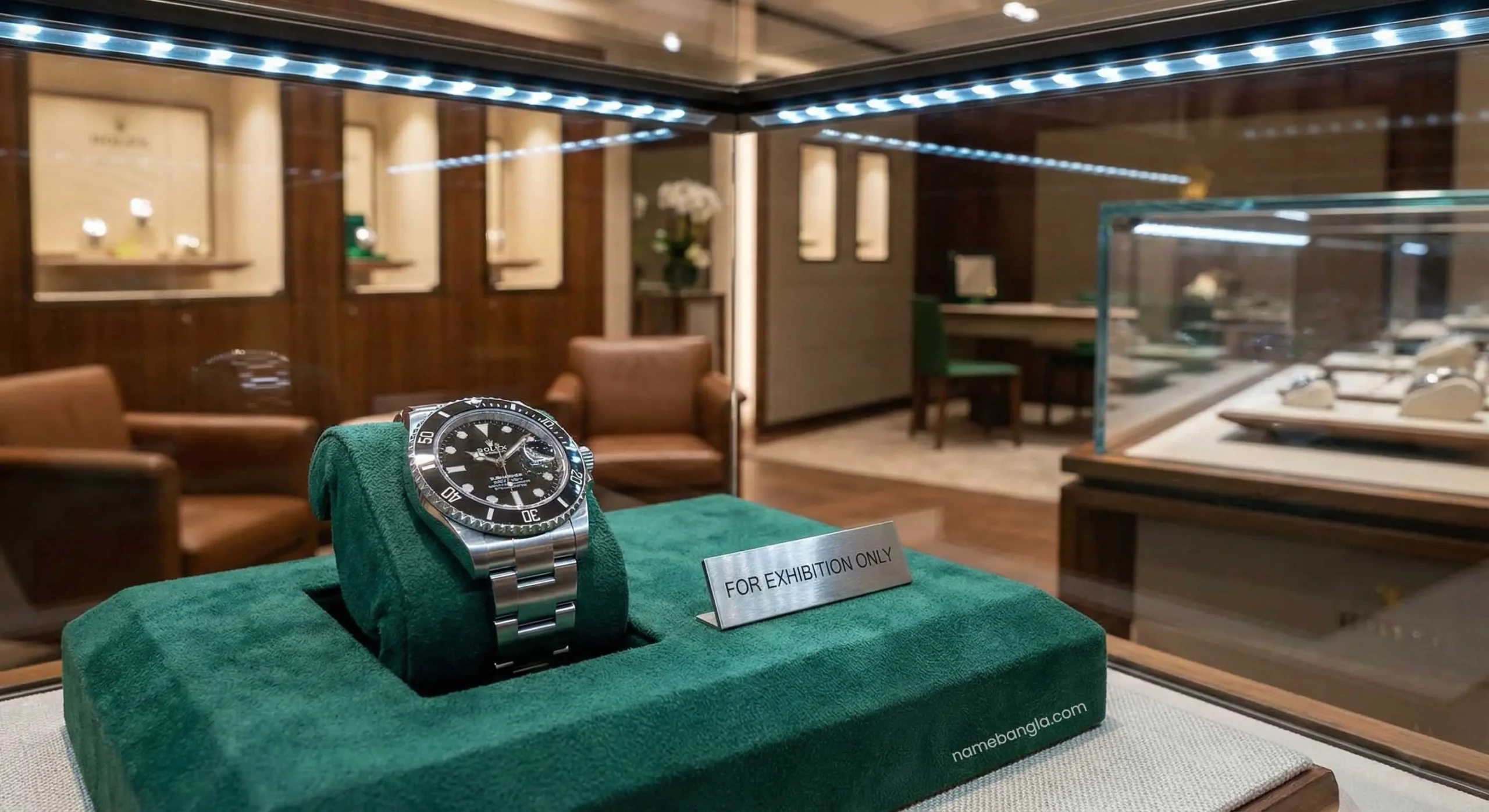 Rolex exhibition only display at Dubai Mall authorized dealer.