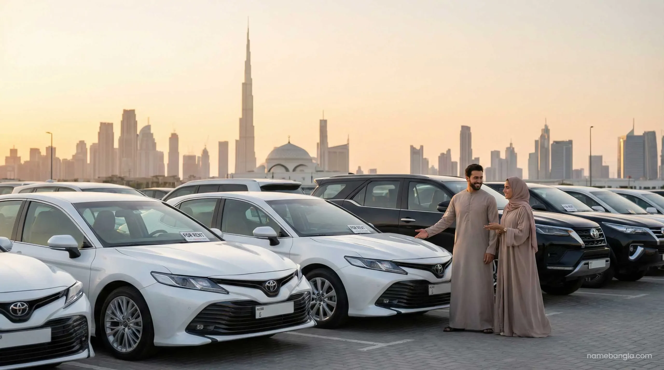 Monthly car rental fleet in Dubai economy vs luxury.