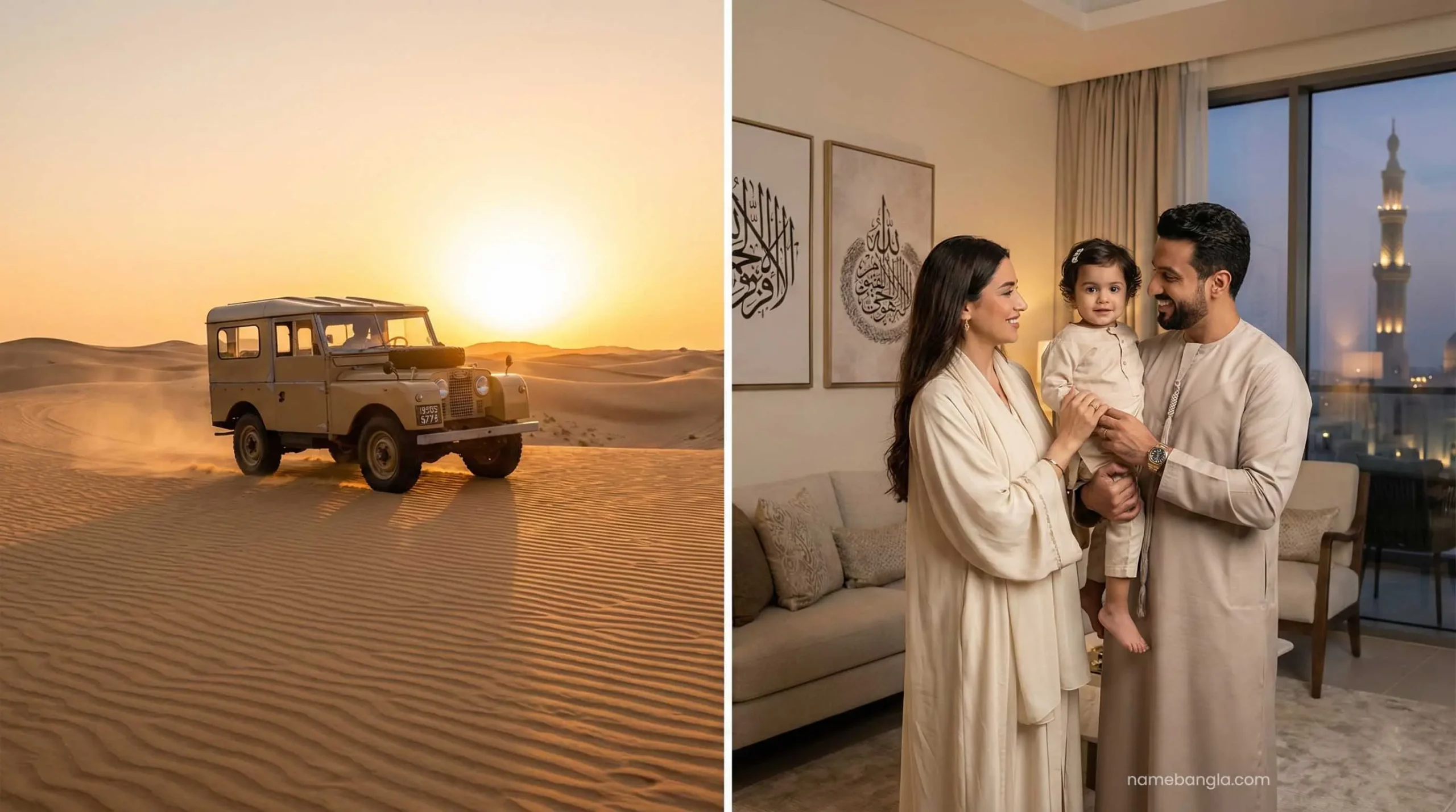 Vintage Land Rover desert safari Dubai conservation reserve.