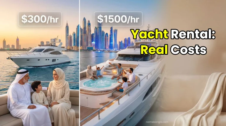 Comparison of 50ft vs 100ft yacht rental prices in Dubai.
