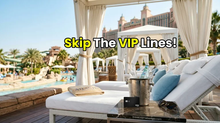 High-net-worth individuals enjoying a luxurious private cabana at Aquaventure Waterpark, representing a premium Atlantis VIP day pass.