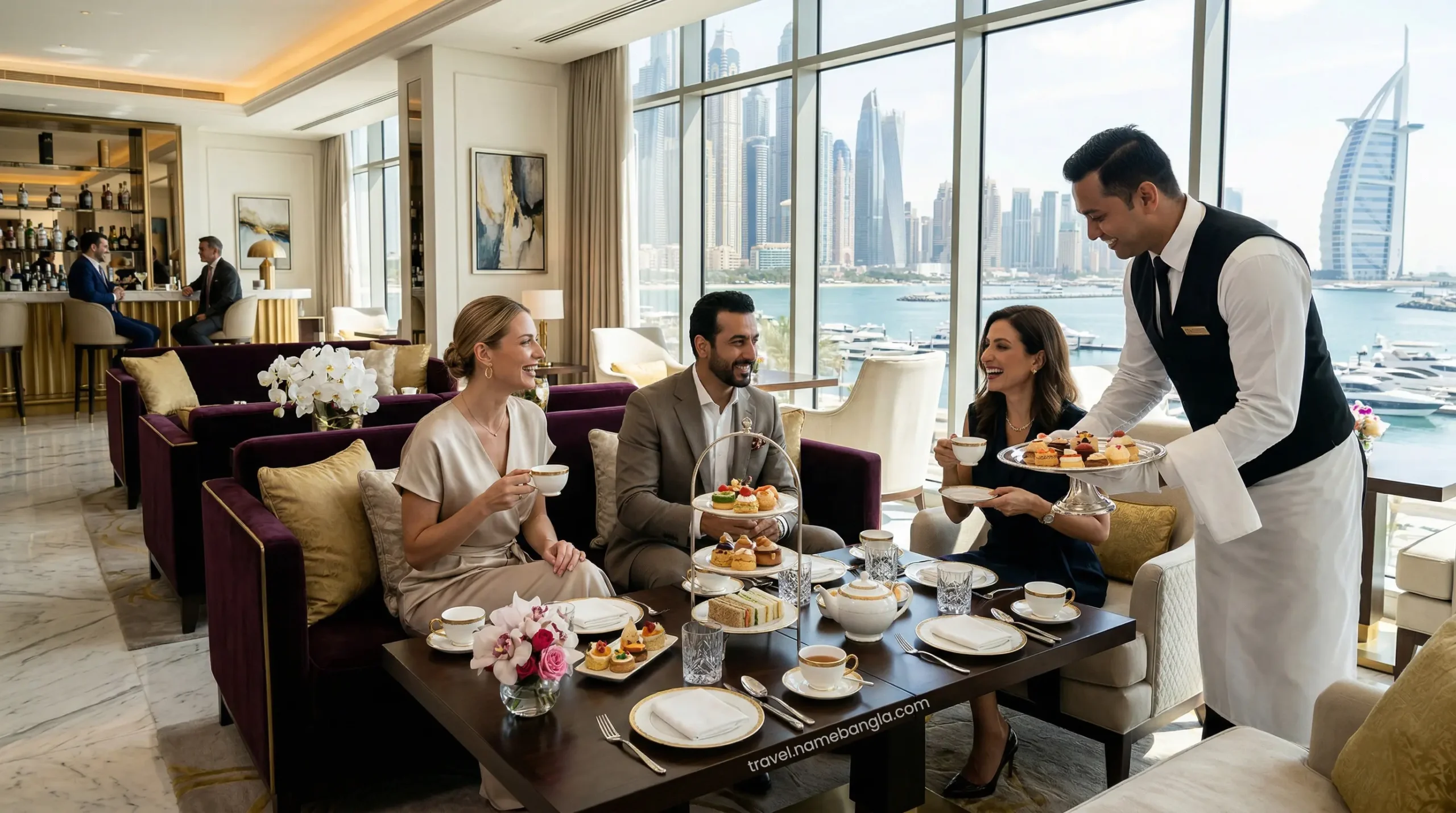 High-net-worth individuals relaxing in the Imperial Club lounge, showcasing an alternative to standard half-board packages.