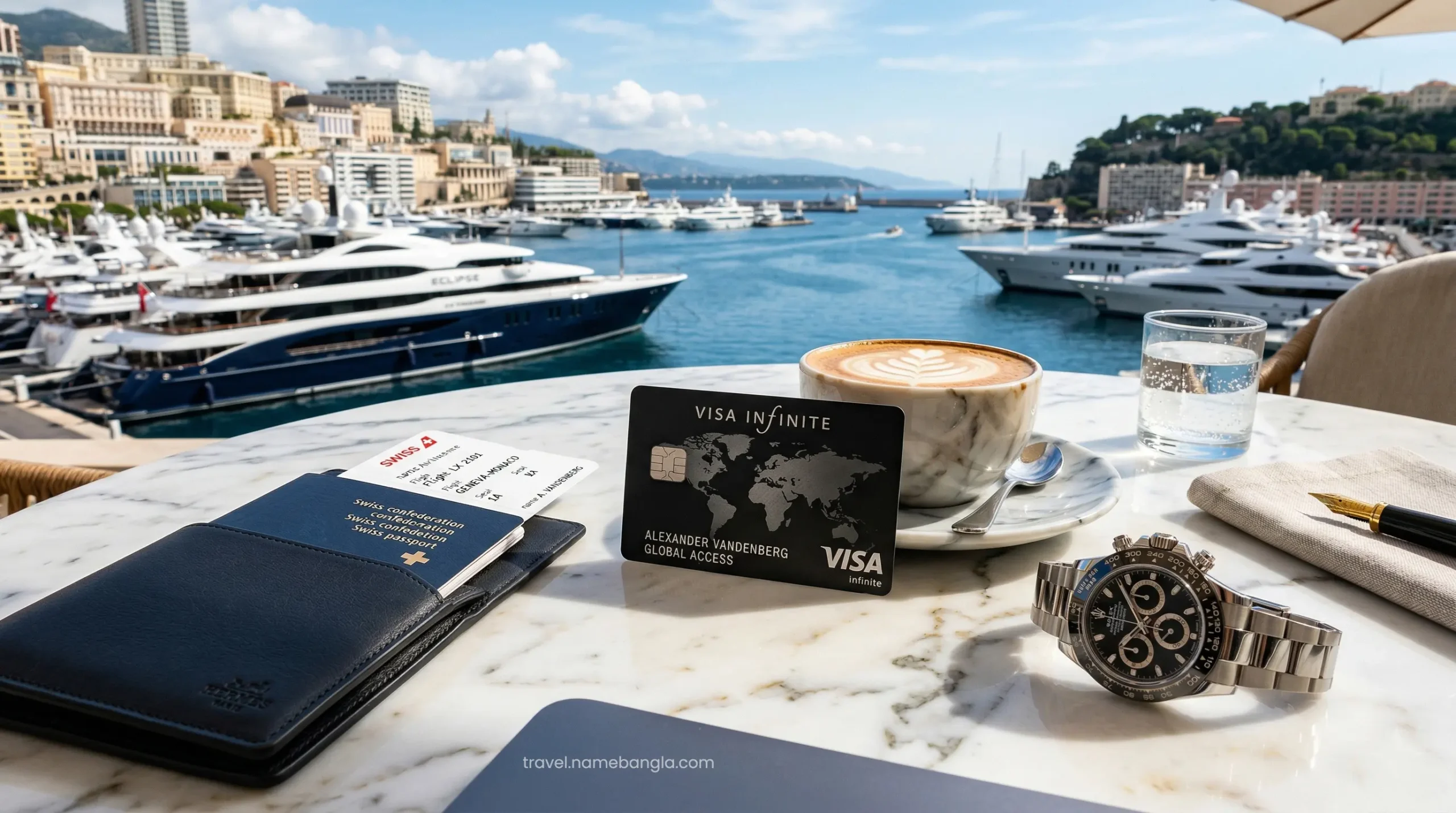 A premium Visa Infinite card placed on a silver tray, representing elite private banking dining perks at a luxury resort.