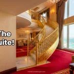 A breathtaking view of the grand staircase inside the ultra-luxurious Burj Al Arab Royal Suite in Dubai.