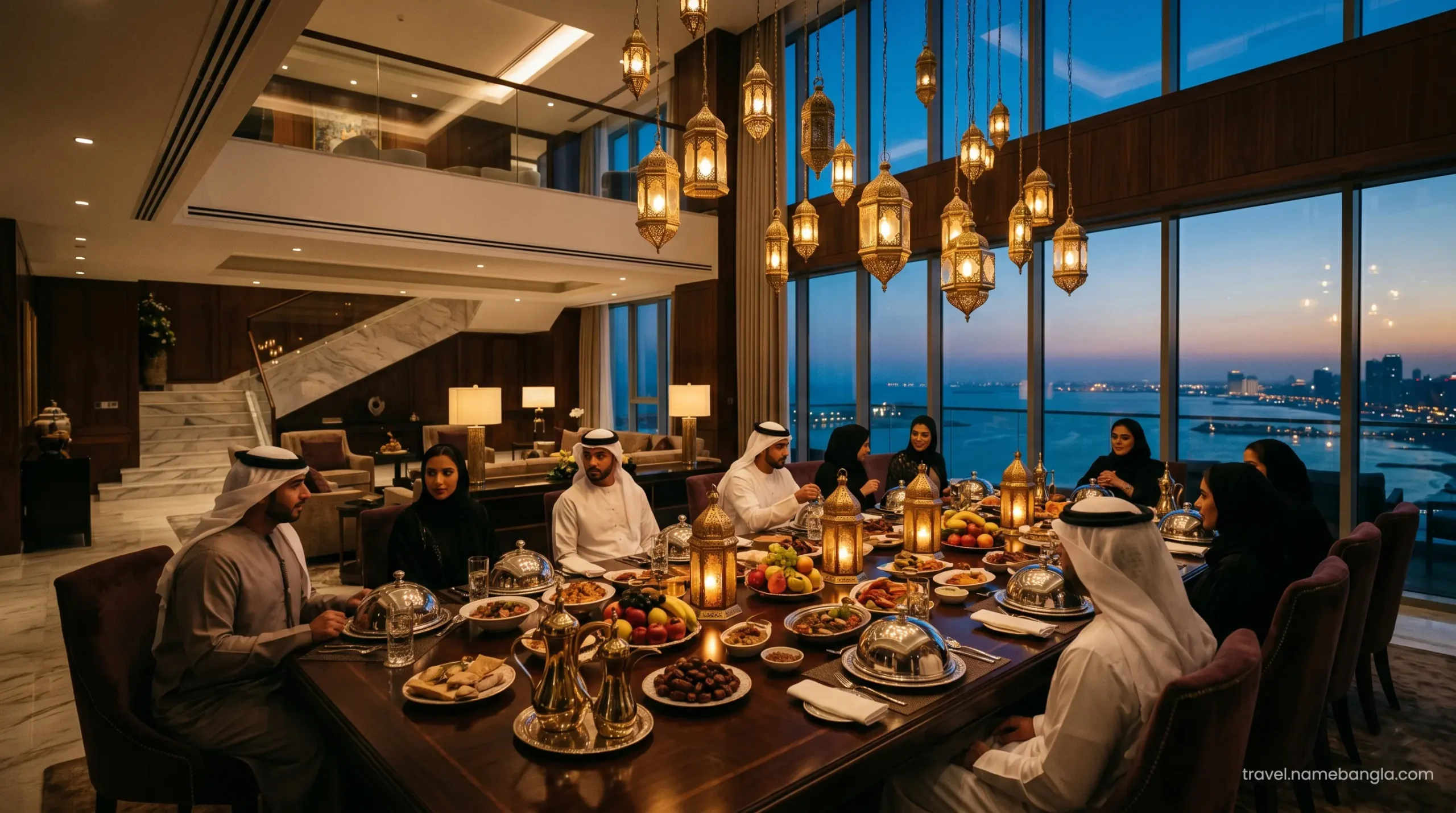 An opulent, private Halal Iftar feast prepared by master chefs inside a luxury suite at Burj Al Arab.